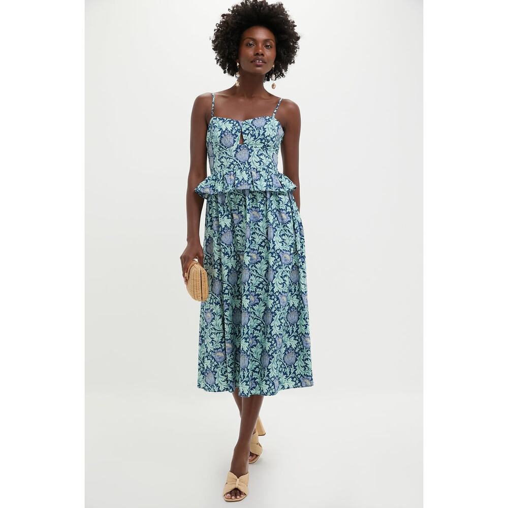 Tuckernuck Blue and Green Floral Midi Dress